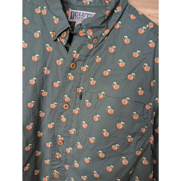 Duluth Trading Top Mens Medium Green Moscow Mule Beergarden Slim Fit LS - Picture 3 of 10